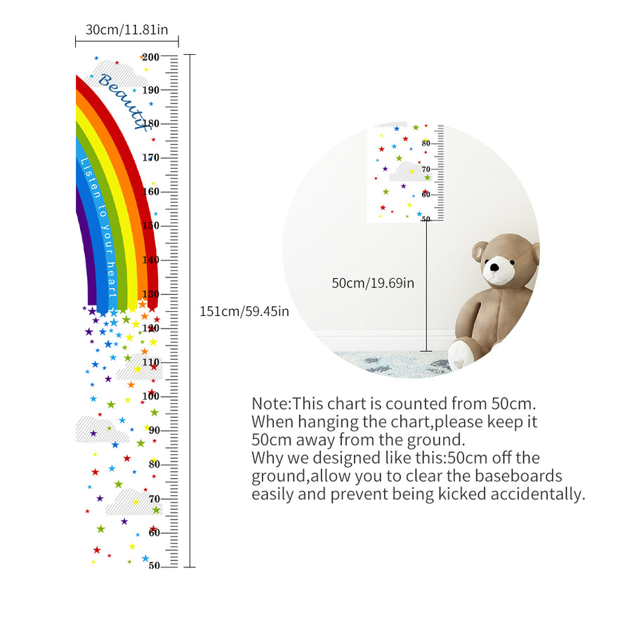 Rainbow star self adhesive kids height measurement ruler sticker