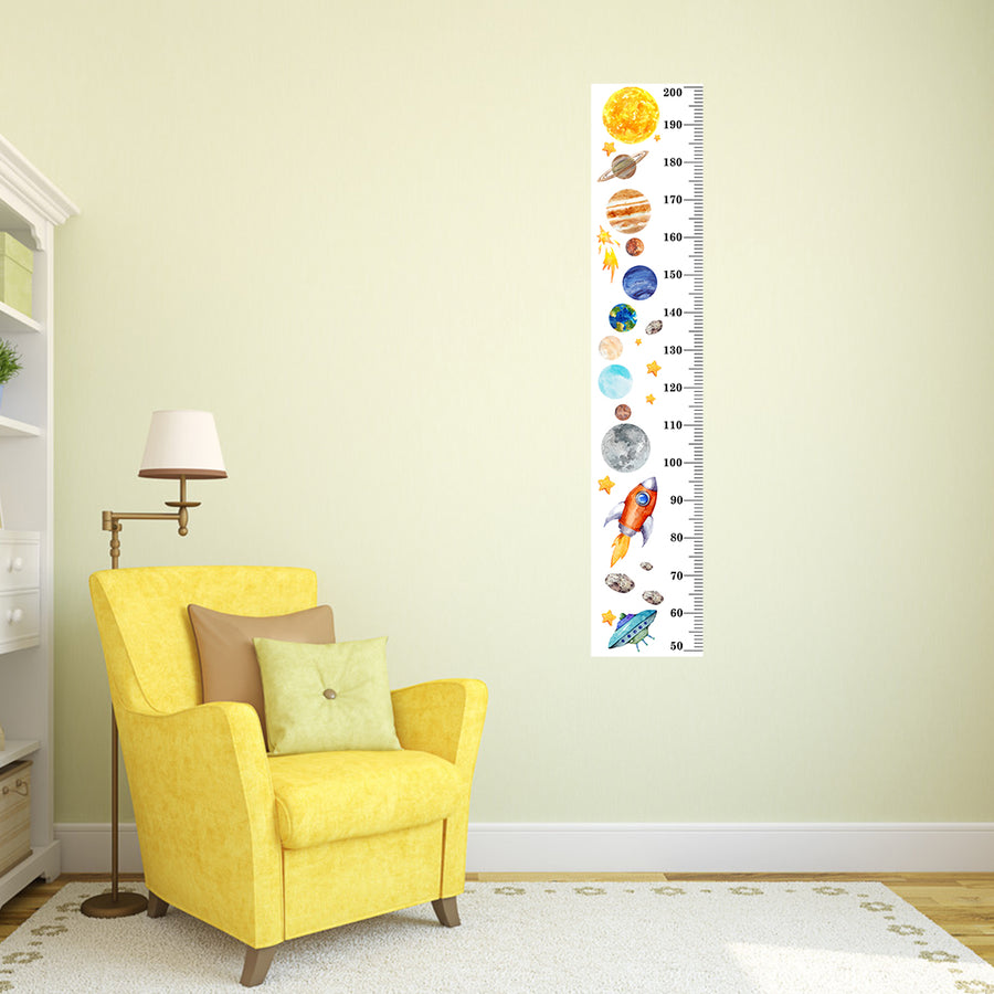 Solar system planets kids height measurement ruler chart sticker