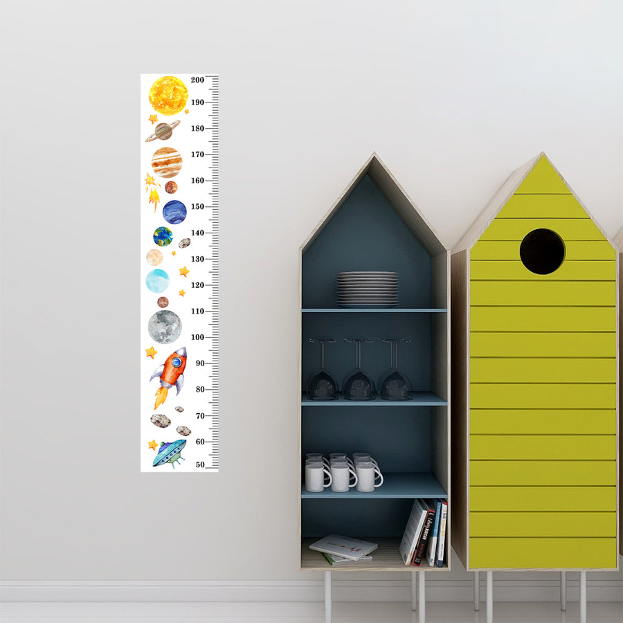 Solar system planets kids height measurement ruler chart sticker