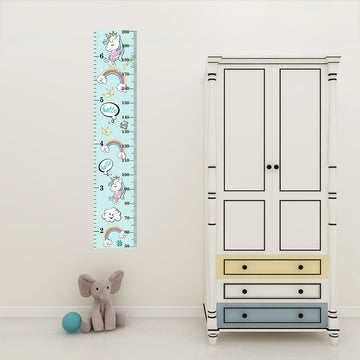 Cute nuicorn sticker kids height measurement for wall