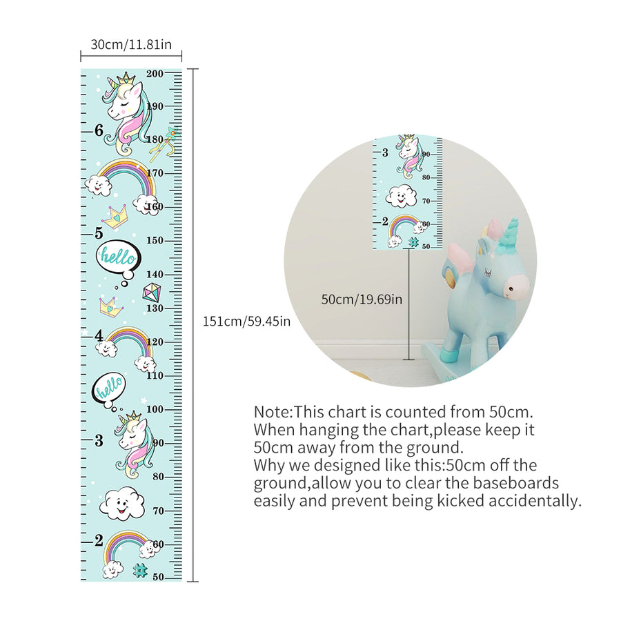 Cute nuicorn sticker kids height measurement for wall